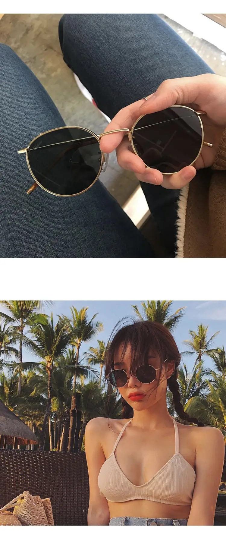 Metal Round Sunglasses for Women K-Style Trendy — feature 3