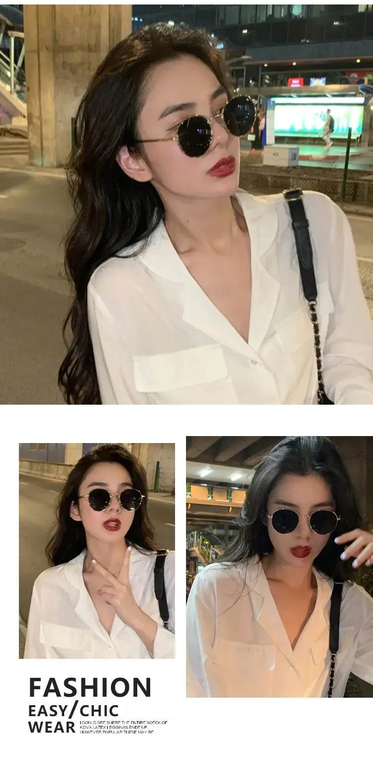 Metal Round Sunglasses for Women K-Style Trendy — feature 6
