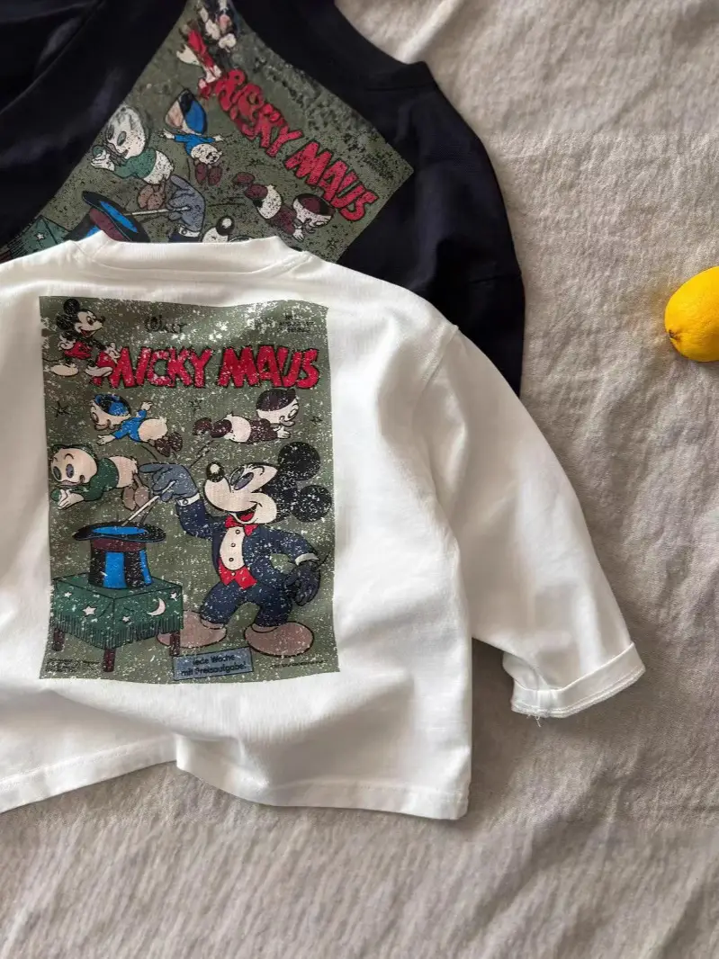 Children's Printed T-Shirt White Vintage Casual 2026 - Image 5