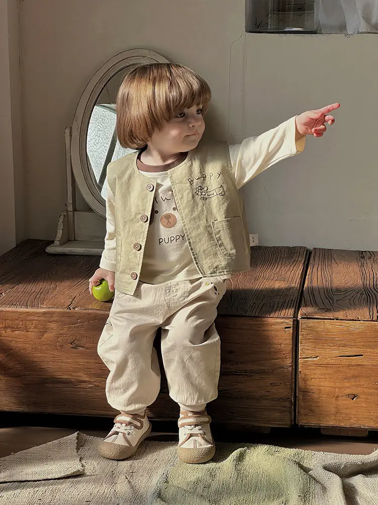 Boys Outfit 2026 Autumn Baby Cardigan Vest Three-Piece Set - Image 5