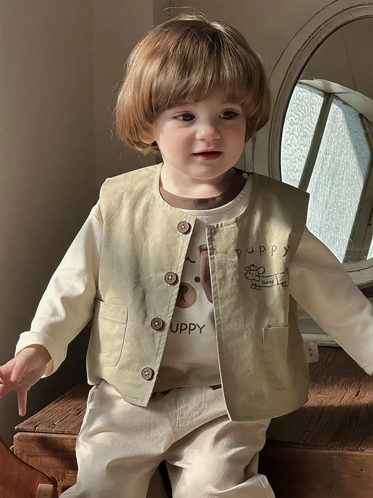 Boys Outfit 2026 Autumn Baby Cardigan Vest Three-Piece Set - Image 7