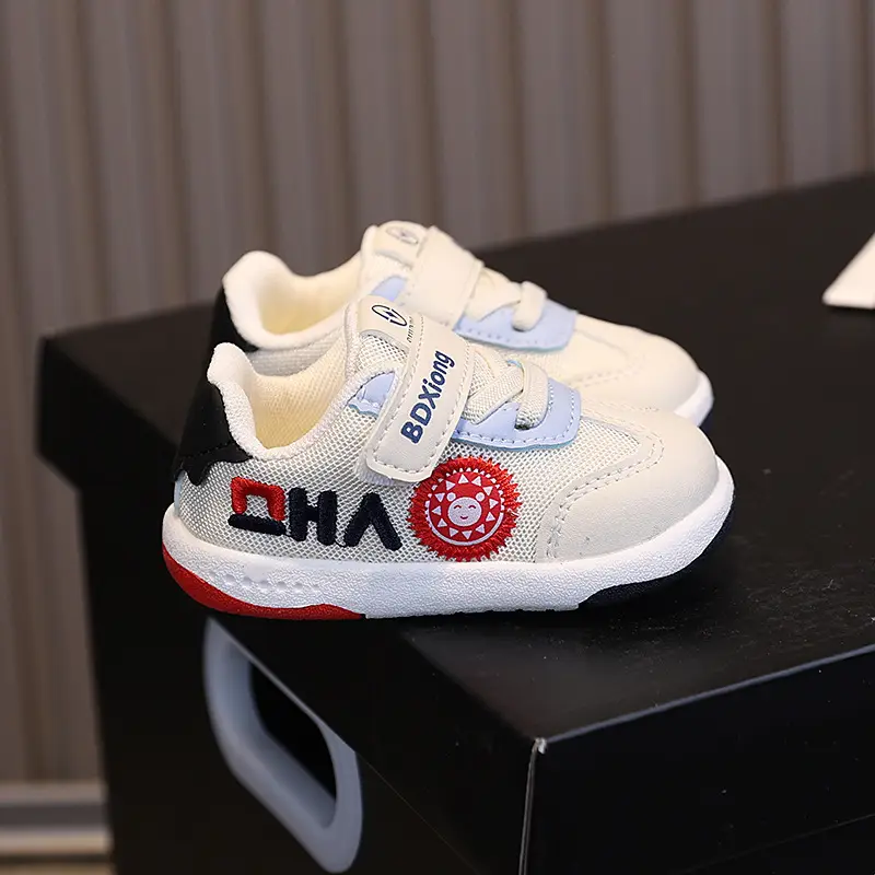 Boys Sneakers White Blue Mesh Non-Slip Toddler Shoes