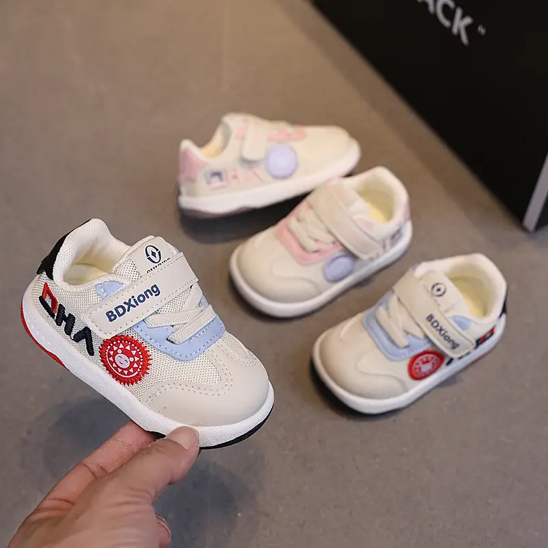 Boys Sneakers White Blue Mesh Non-Slip Toddler Shoes