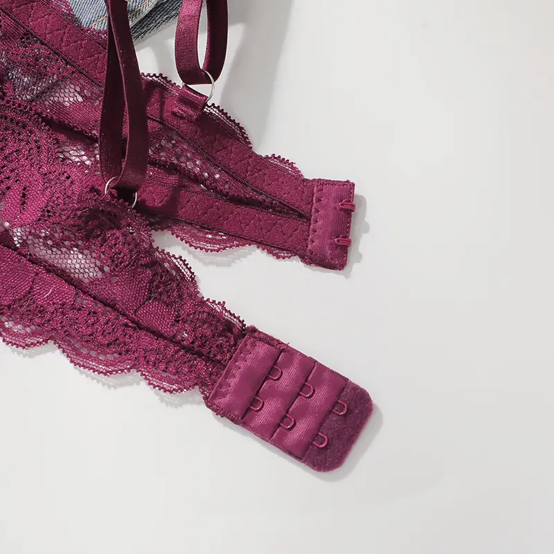 Maroon Lace Push-Up Bra Women Small — feature 7