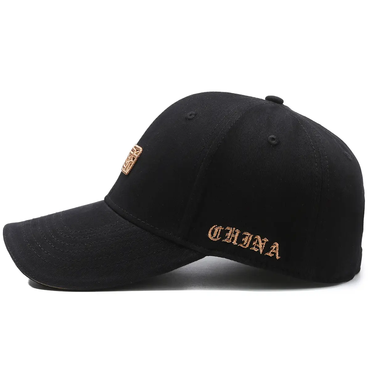 Men's Black Chinese Embroidered Baseball Cap - Image 11