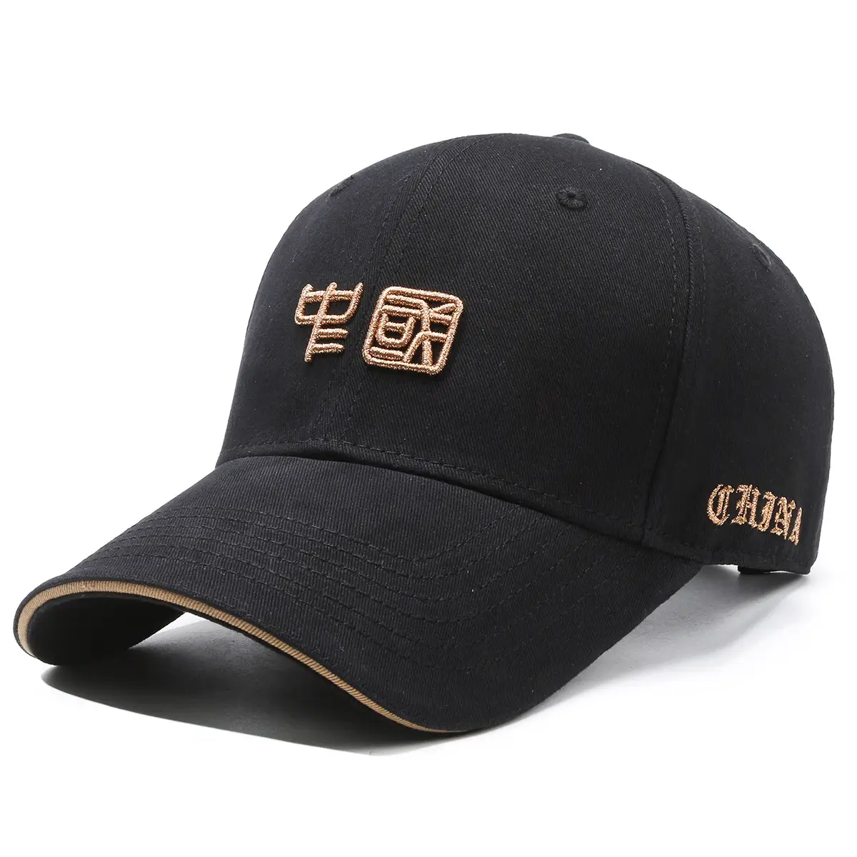 Men's Black Chinese Embroidered Baseball Cap - Image 2