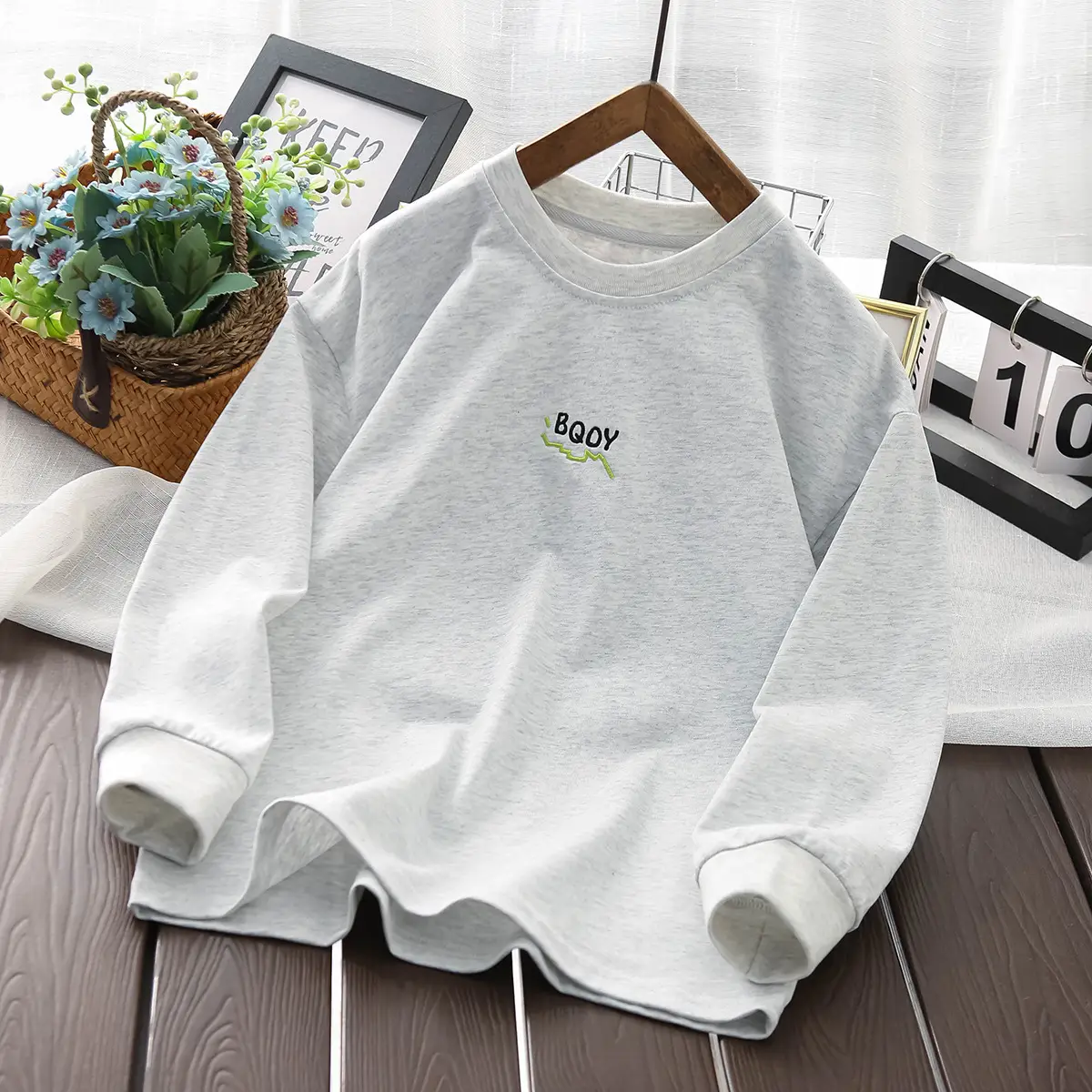 25 New Autumn Fashion Boys Long Sleeve T-Shirt Grey