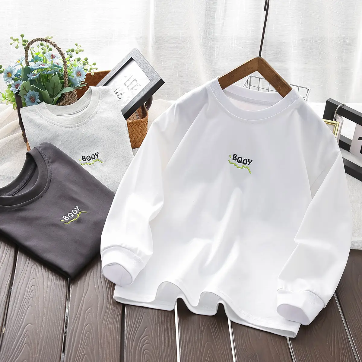 25 New Autumn Fashion Boys Long Sleeve T-Shirt Grey — feature 1