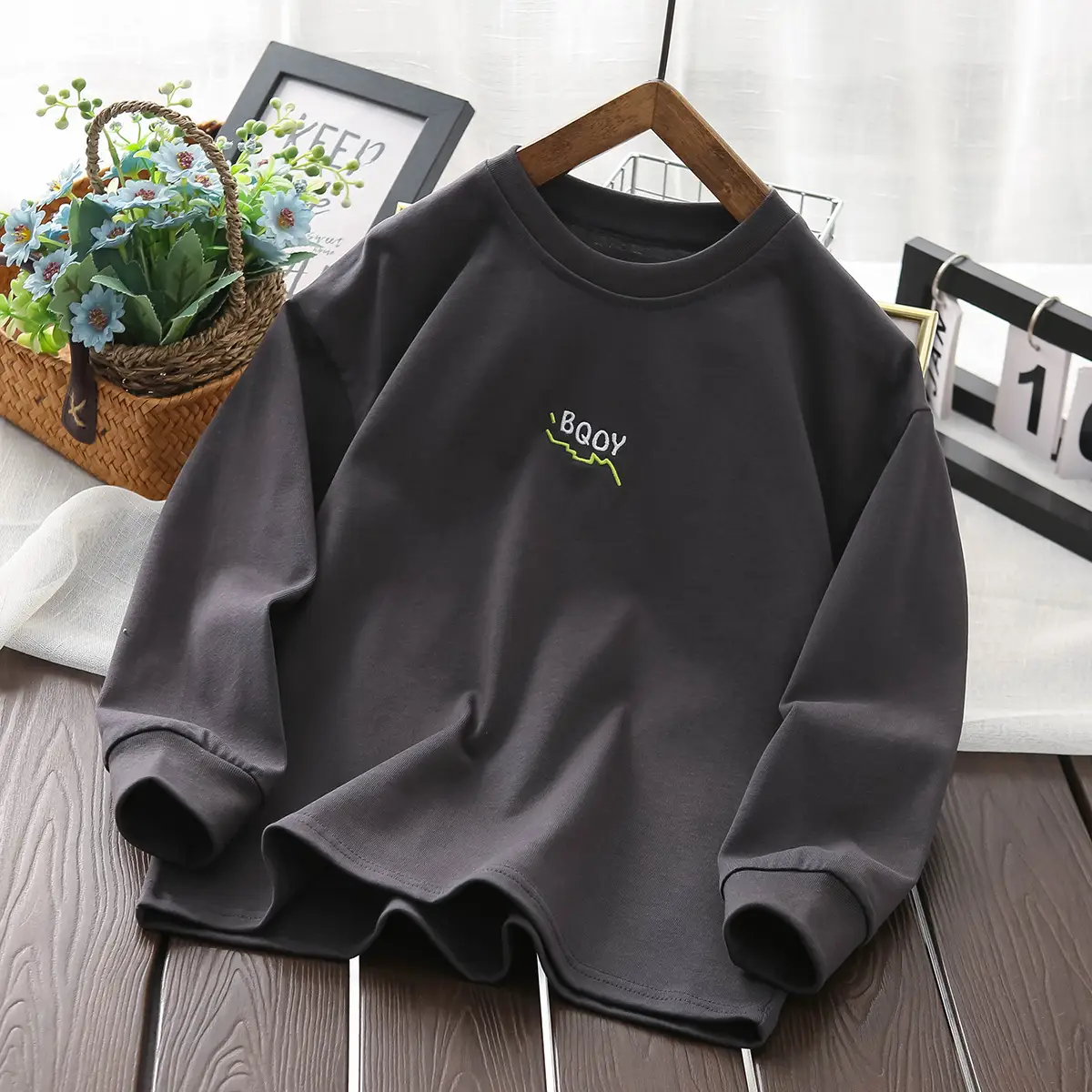 25 New Autumn Fashion Boys Long Sleeve T-Shirt Grey — feature 3