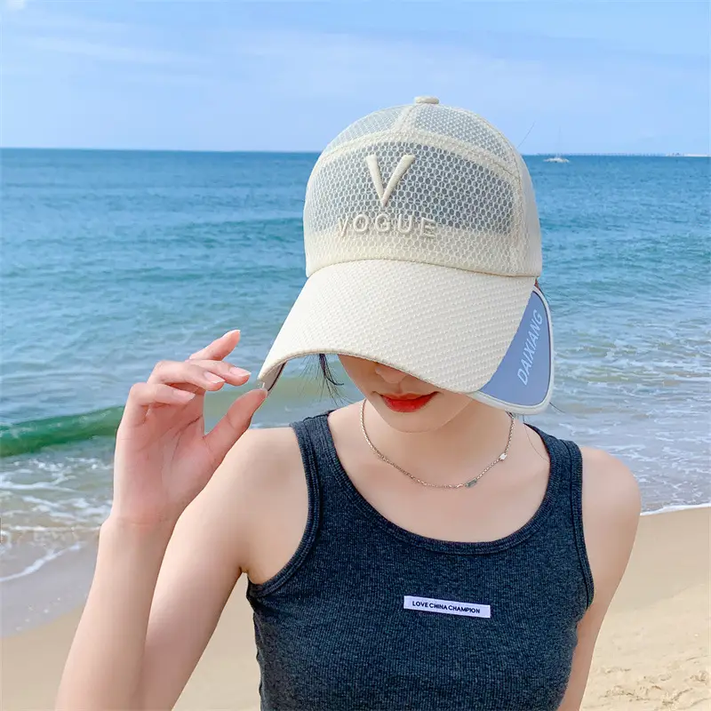 White Mesh Retractable Sun Hat with Brim — feature 5