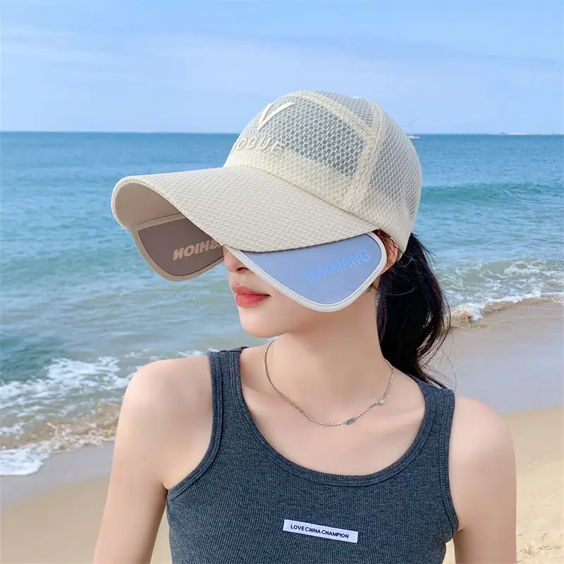 White Mesh Retractable Sun Hat with Brim — feature 6