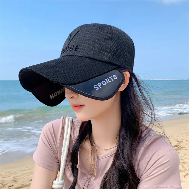 White Mesh Retractable Sun Hat with Brim — feature 8
