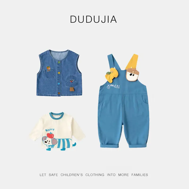 Dudujia 3-Piece Baby Outfit Set Blue White - Image 6