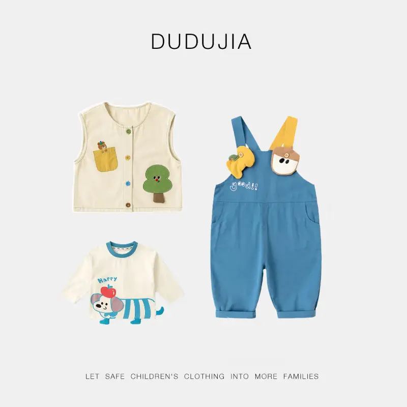 Dudujia 3-Piece Baby Outfit Set Blue White - Image 7