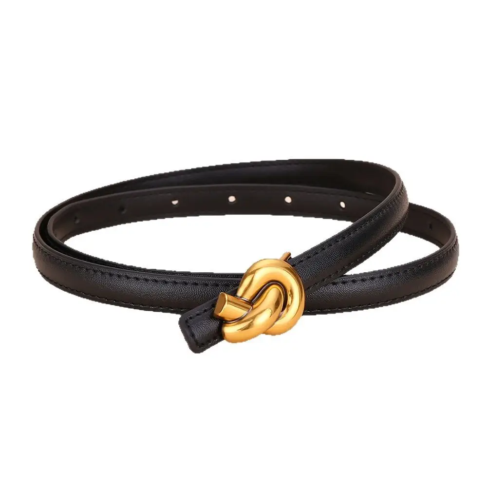 Women's White Leather Belt with Gold Buckle - Image 11