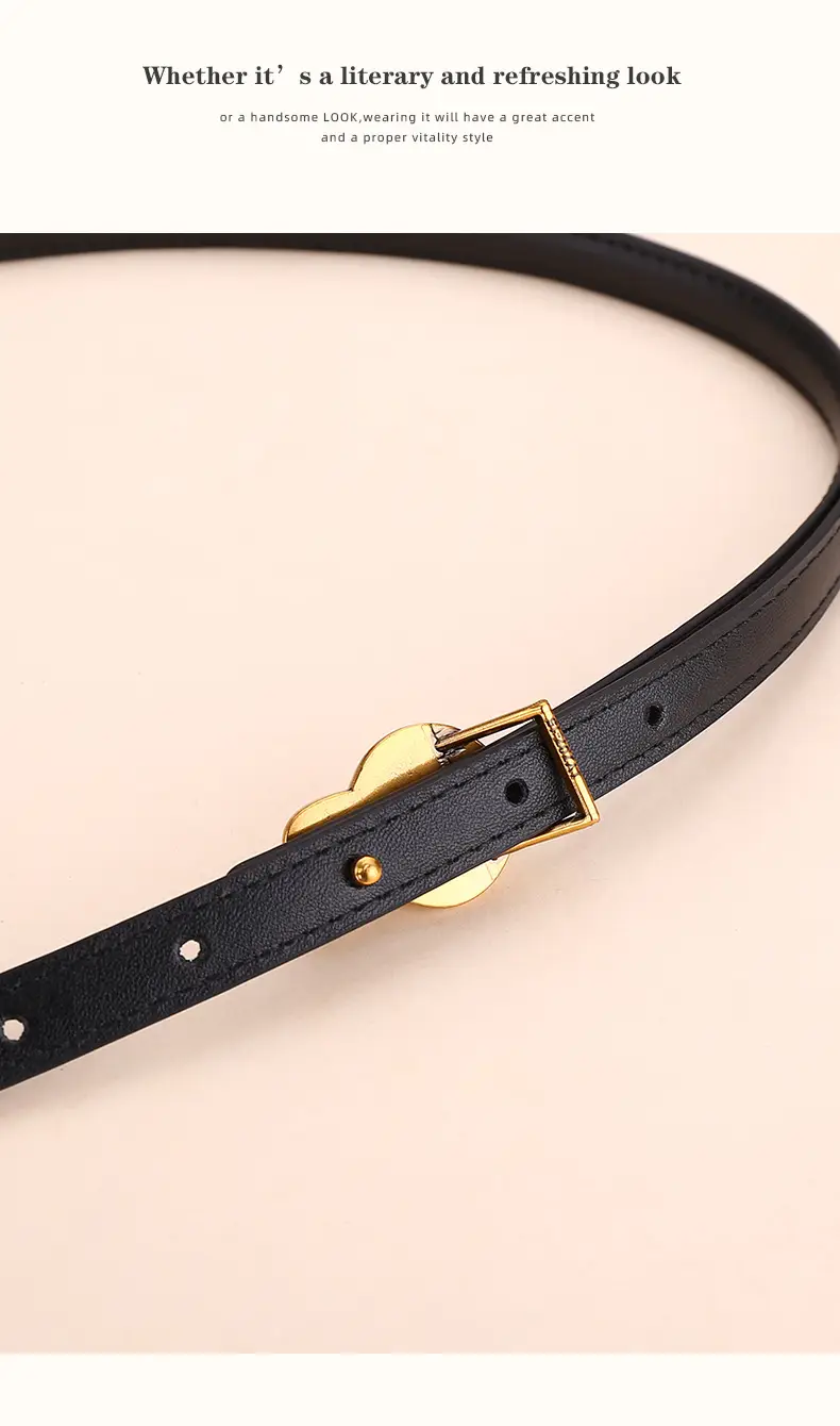 Women's White Leather Belt with Gold Buckle — feature 16