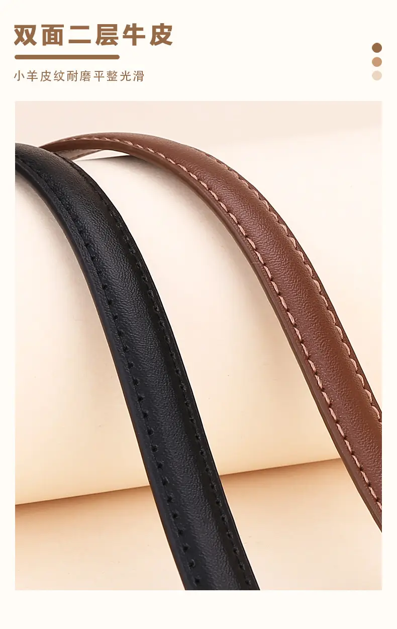 Women's White Leather Belt with Gold Buckle — feature 6