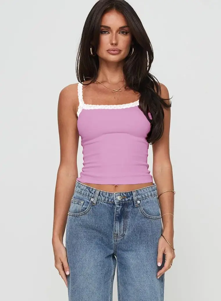 2026 Spring Summer Women's Lace Trim Top - Image 3