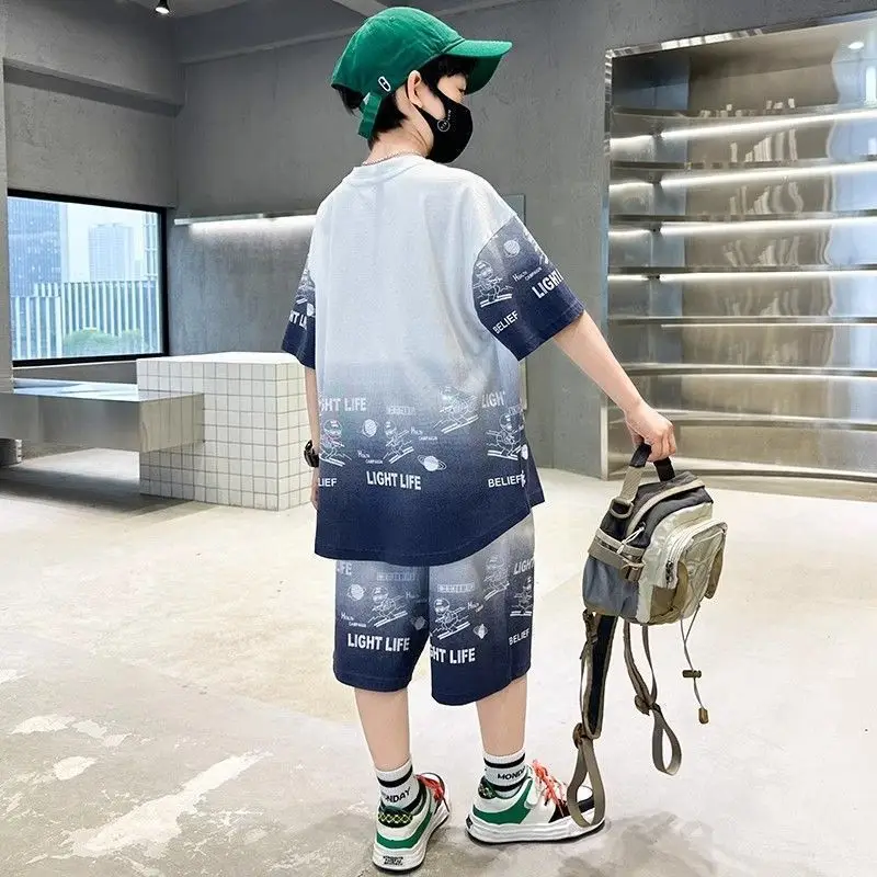 Kids Boys Printed T-Shirt Shorts Set Summer Cool Fashion