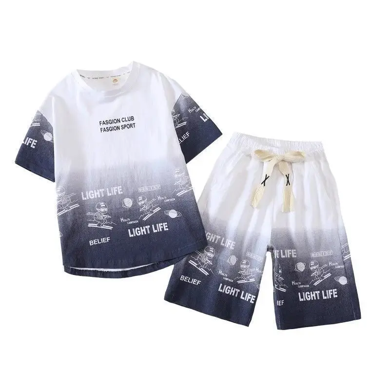Kids Boys Printed T-Shirt Shorts Set Summer Cool Fashion