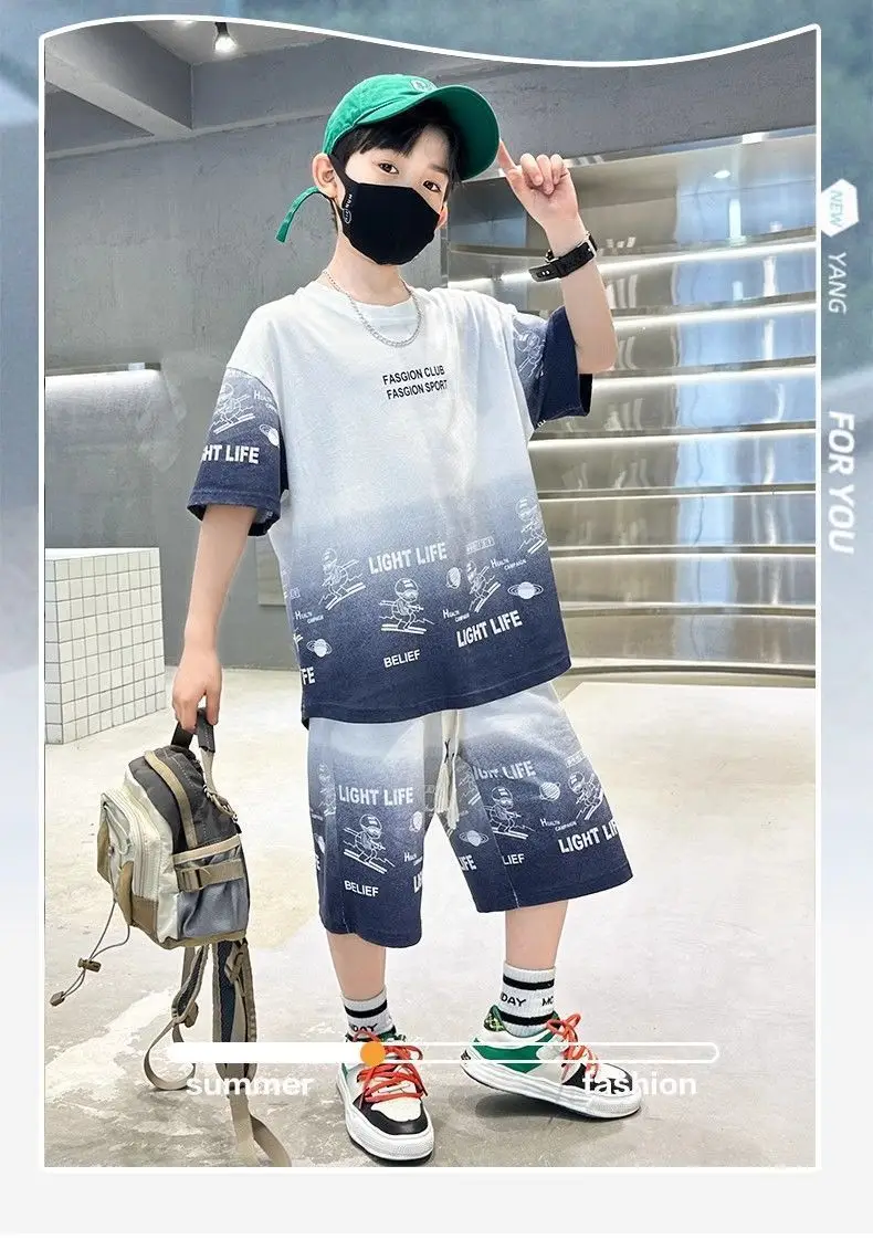 Kids Boys Printed T-Shirt Shorts Set Summer Cool Fashion — feature 11