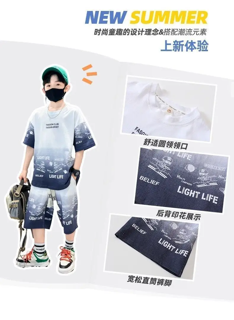 Kids Boys Printed T-Shirt Shorts Set Summer Cool Fashion — feature 12