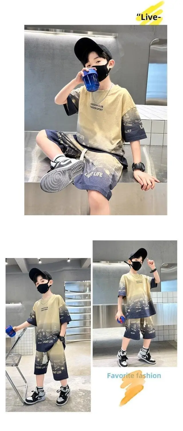 Kids Boys Printed T-Shirt Shorts Set Summer Cool Fashion — feature 16