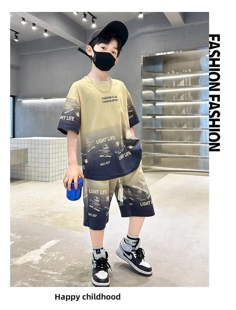 Kids Boys Printed T-Shirt Shorts Set Summer Cool Fashion — feature 17