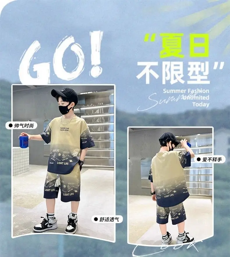 Kids Boys Printed T-Shirt Shorts Set Summer Cool Fashion — feature 3