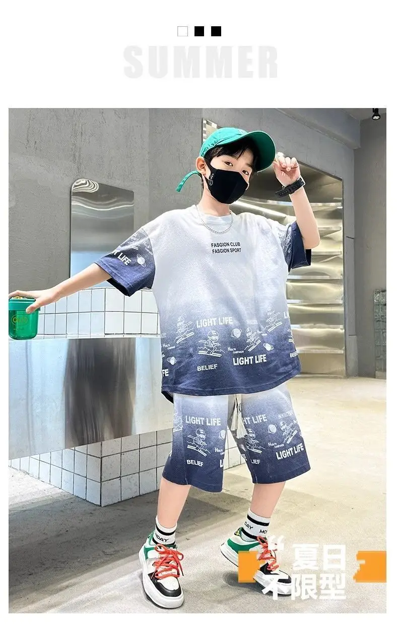 Kids Boys Printed T-Shirt Shorts Set Summer Cool Fashion — feature 5