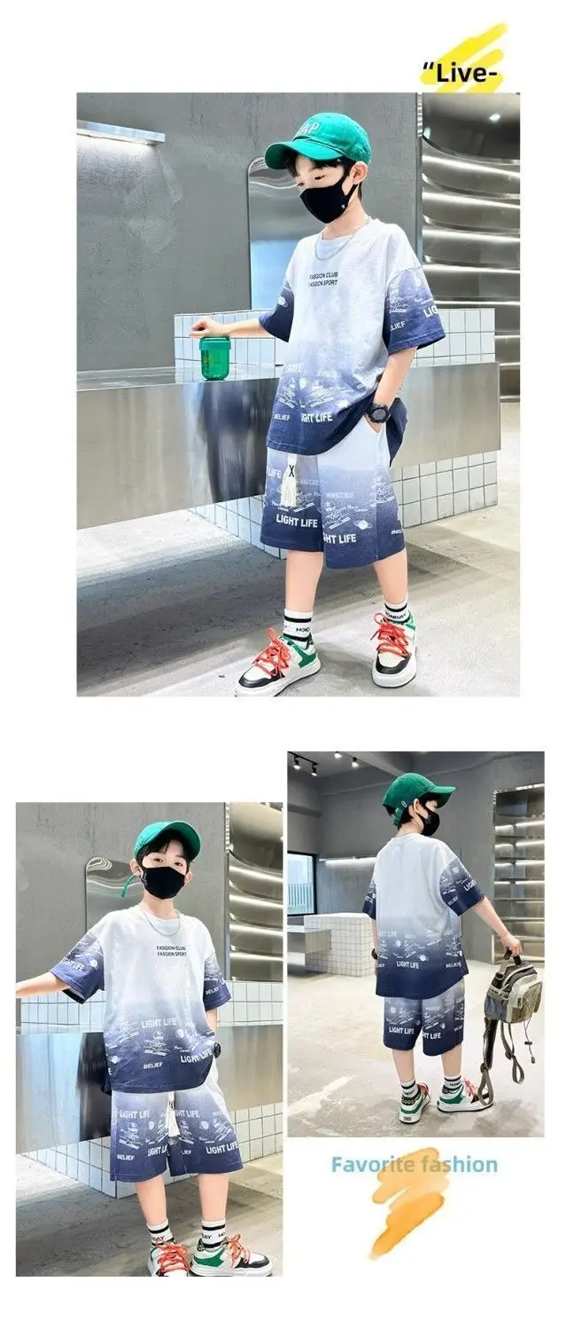 Kids Boys Printed T-Shirt Shorts Set Summer Cool Fashion — feature 7