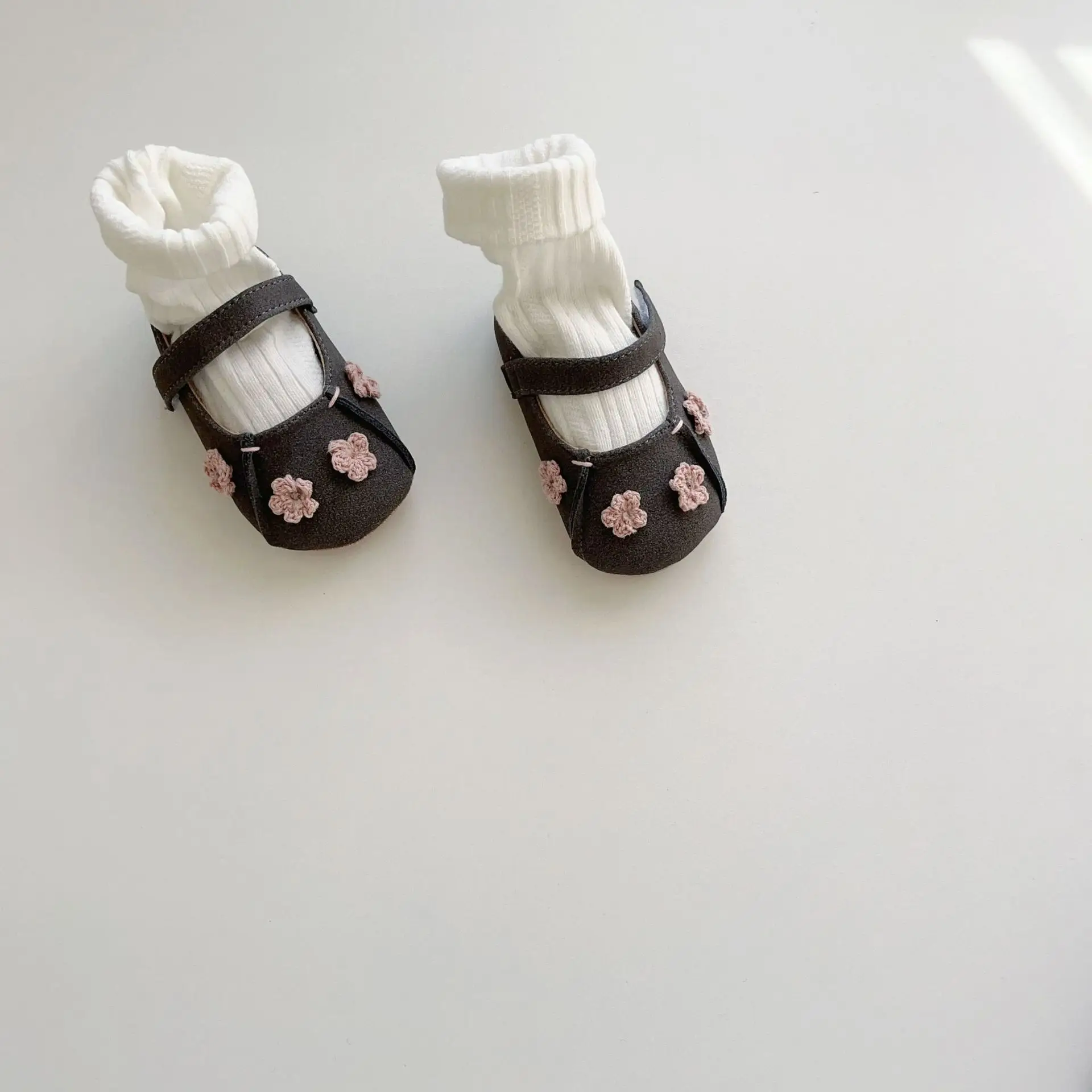 Baby Bow Shoes Brown Non-Slip Soft Sole