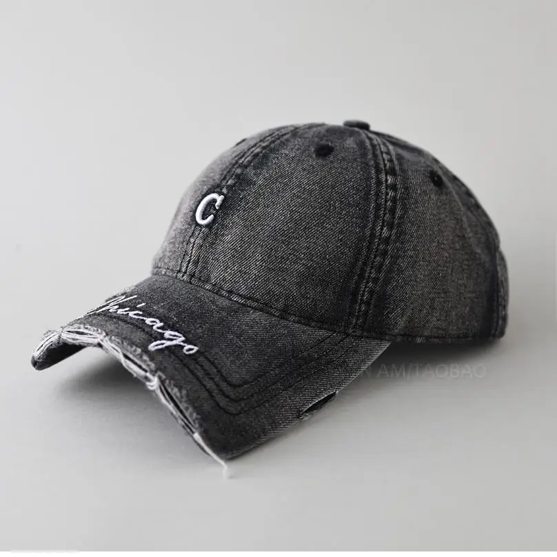 Men's Grey Denim Baseball Cap with Letter Embroidery - Image 11