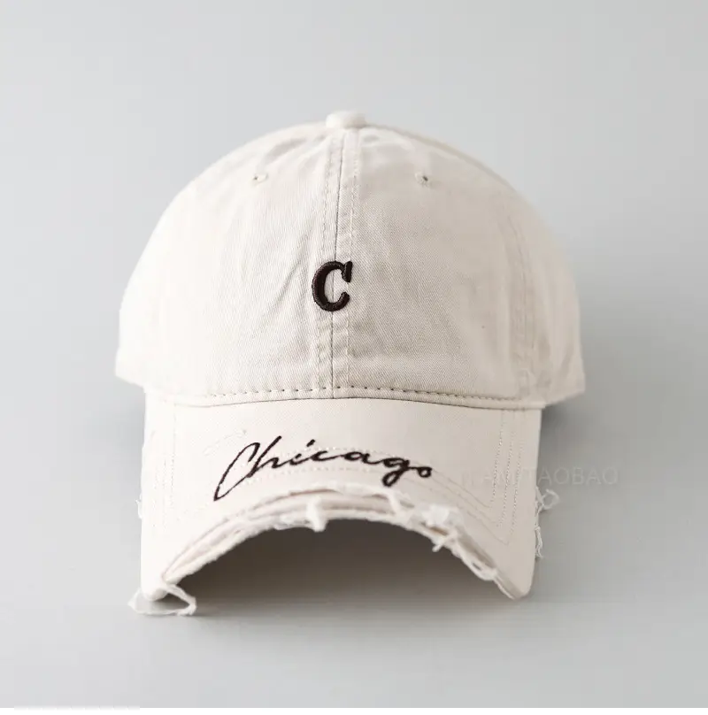 Men's Grey Denim Baseball Cap with Letter Embroidery — feature 14