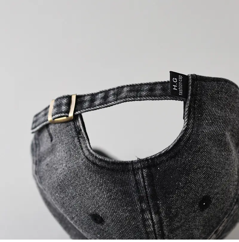 Men's Grey Denim Baseball Cap with Letter Embroidery — feature 17