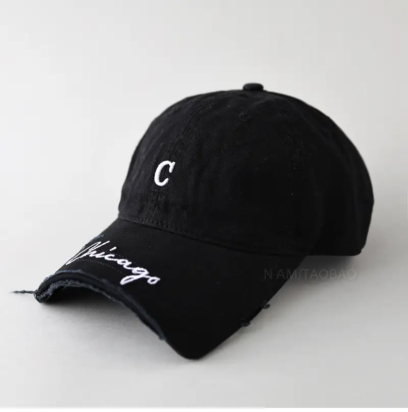 Men's Grey Denim Baseball Cap with Letter Embroidery - Image 3