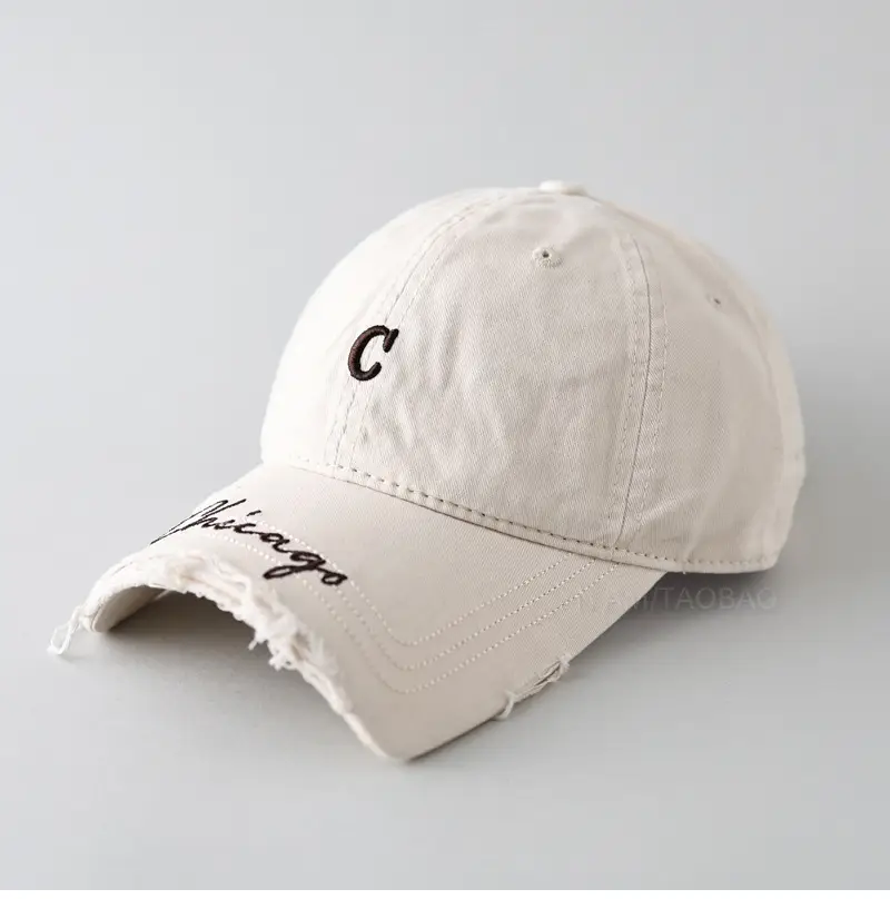 Men's Grey Denim Baseball Cap with Letter Embroidery - Image 5