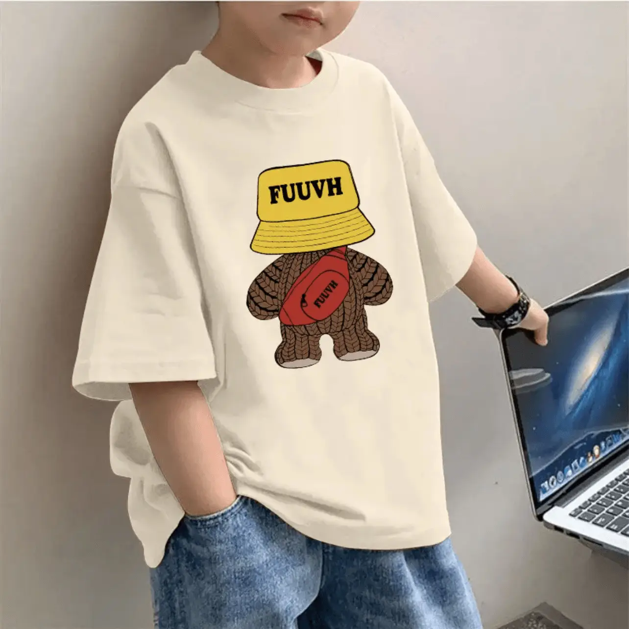 100% Cotton Boys T-Shirt FUUVH Bear Design - Image 12