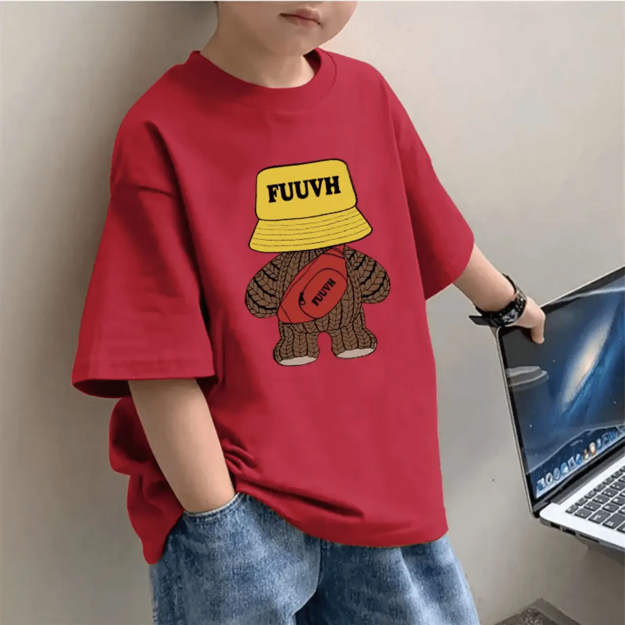 100% Cotton Boys T-Shirt FUUVH Bear Design - Image 9