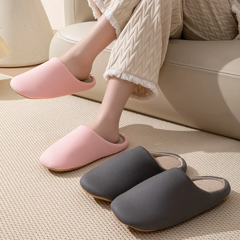 Japanese-style Office Fabric Slippers Silent Home Autumn and Winter Indoor Non-slip Soft Bottom Breathable Comfortable Couples Cotton Slippers - Image 11