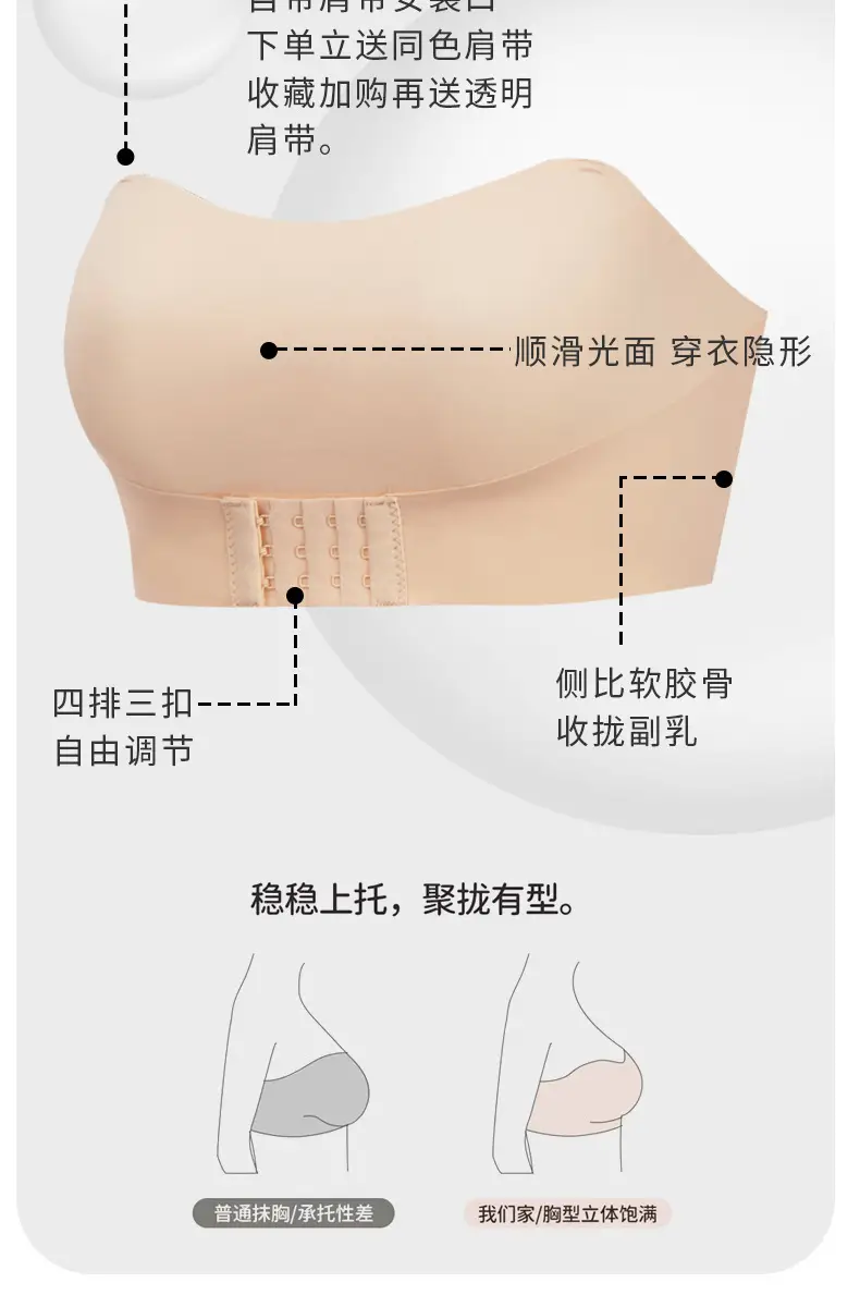 Strapless Underwear Bra Women's Push-up Small Chest Non-slip Wrap Chest Anti-walking Traceless Strapless Strapless Thin Invisible Beautiful Back — feature 6