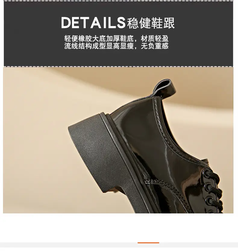 Women's Black Lace-up Leather Shoes 2025 Spring Autumn — feature 11