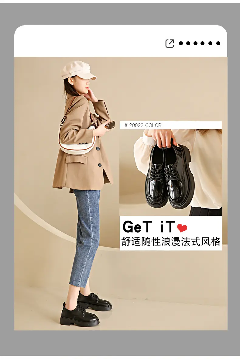 Women's Black Lace-up Leather Shoes 2025 Spring Autumn — feature 4