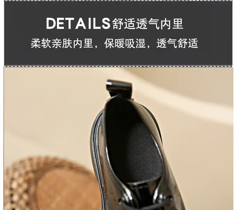 Women's Black Lace-up Leather Shoes 2025 Spring Autumn — feature 9