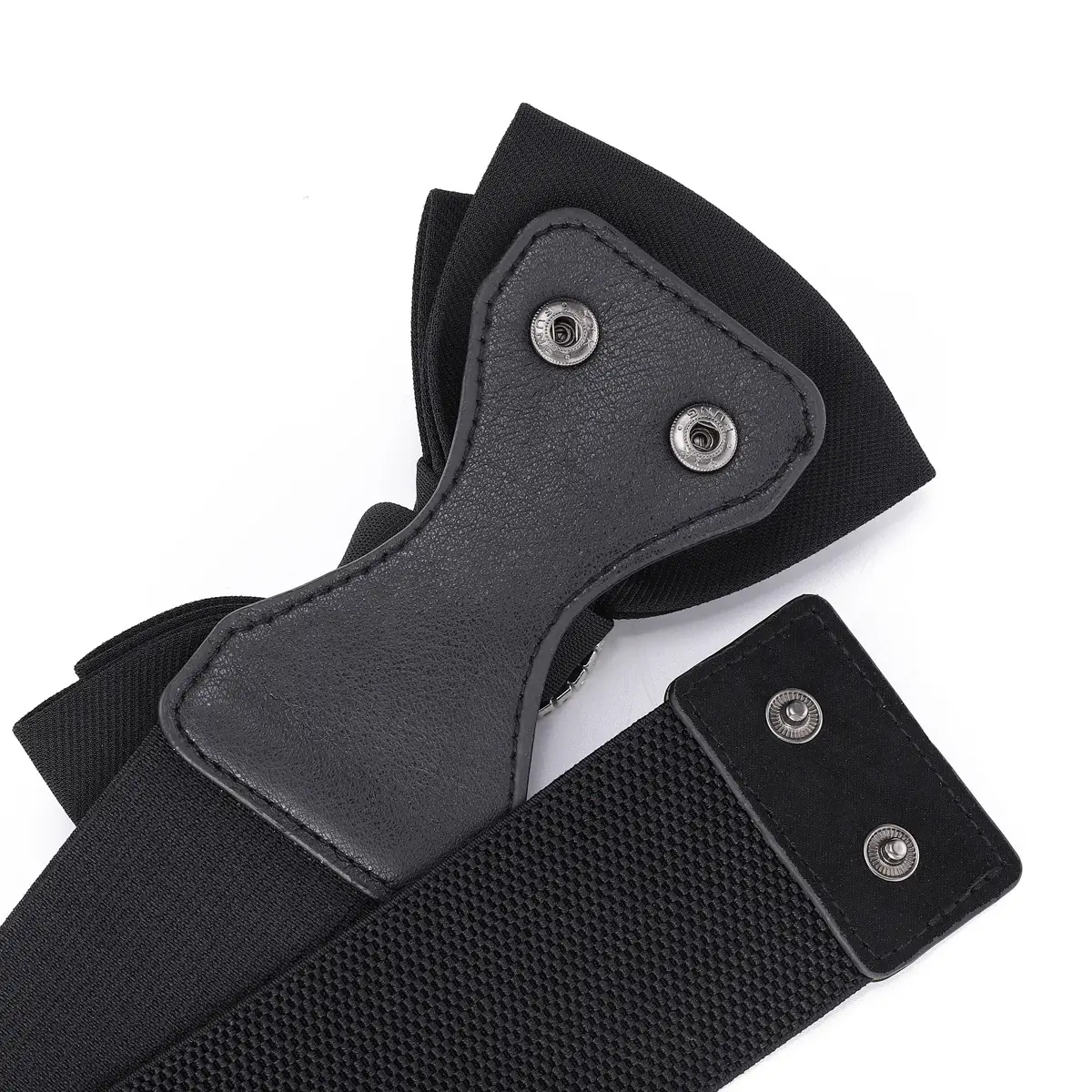 Heart Shaped Rhinestone Belt for Women Black Wide Elastic