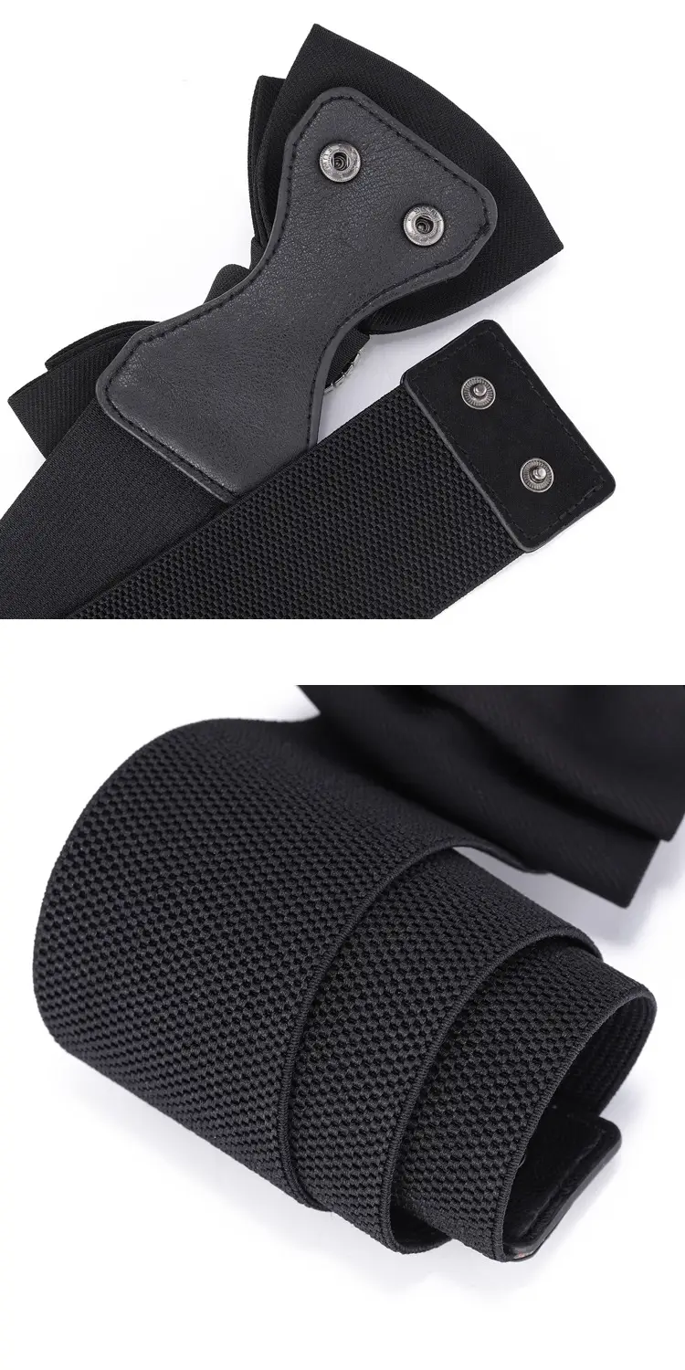 Heart Shaped Rhinestone Belt for Women Black Wide Elastic — feature 5