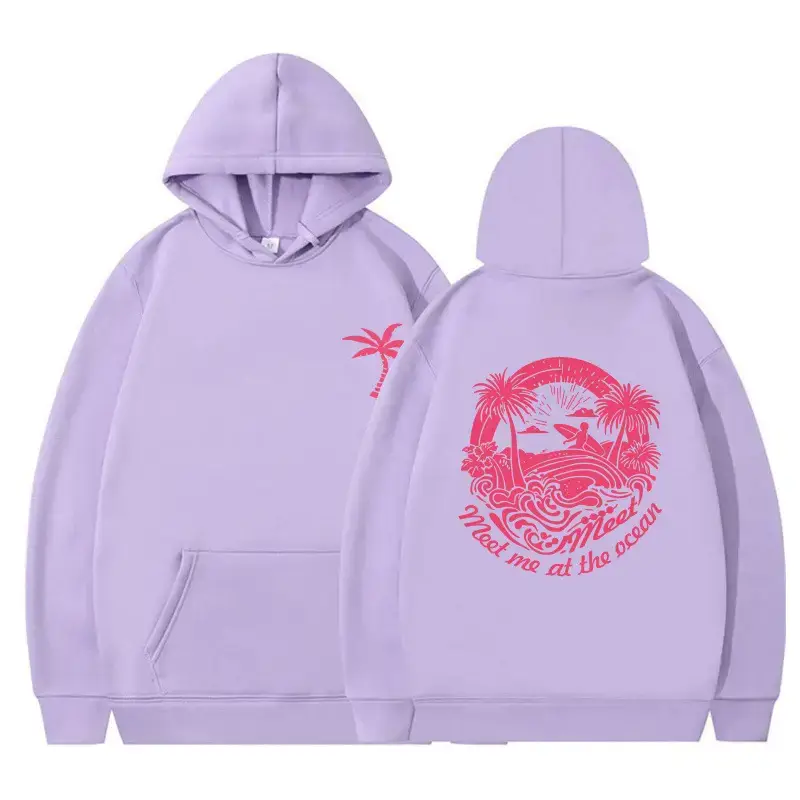 Pink Hooded Hoodie with Tropical Print for Women