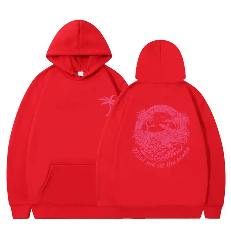 Pink Hooded Hoodie with Tropical Print for Women