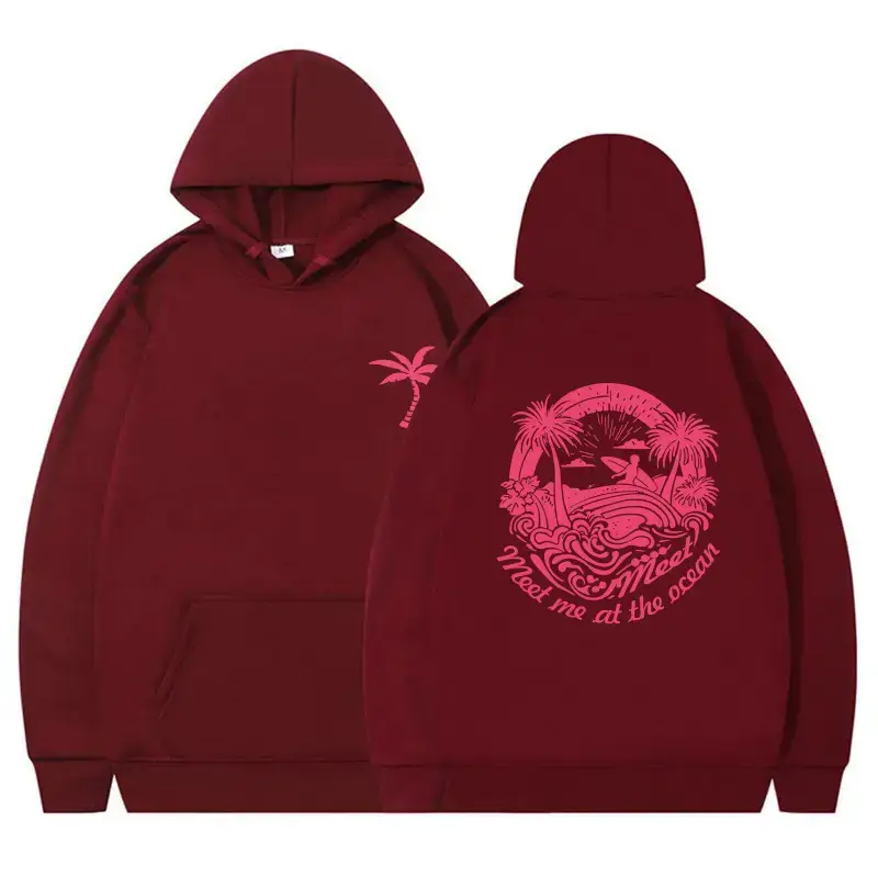 Pink Hooded Hoodie with Tropical Print for Women