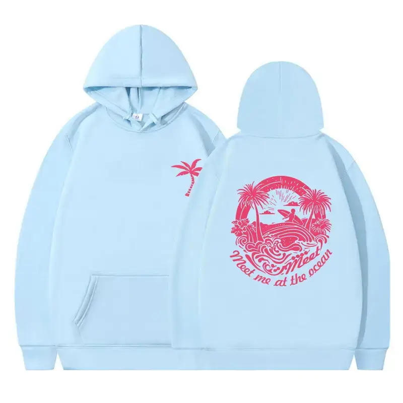 Pink Hooded Hoodie with Tropical Print for Women